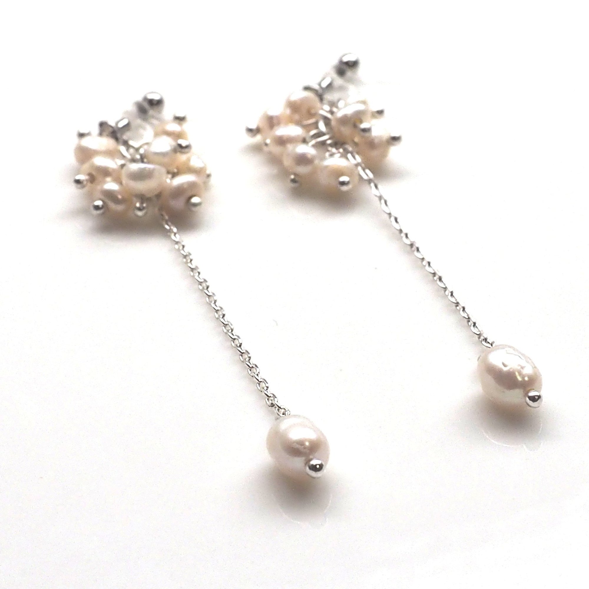 Dangle freshwater pearl invisible clip on earrings - miyabigracejewelry.com