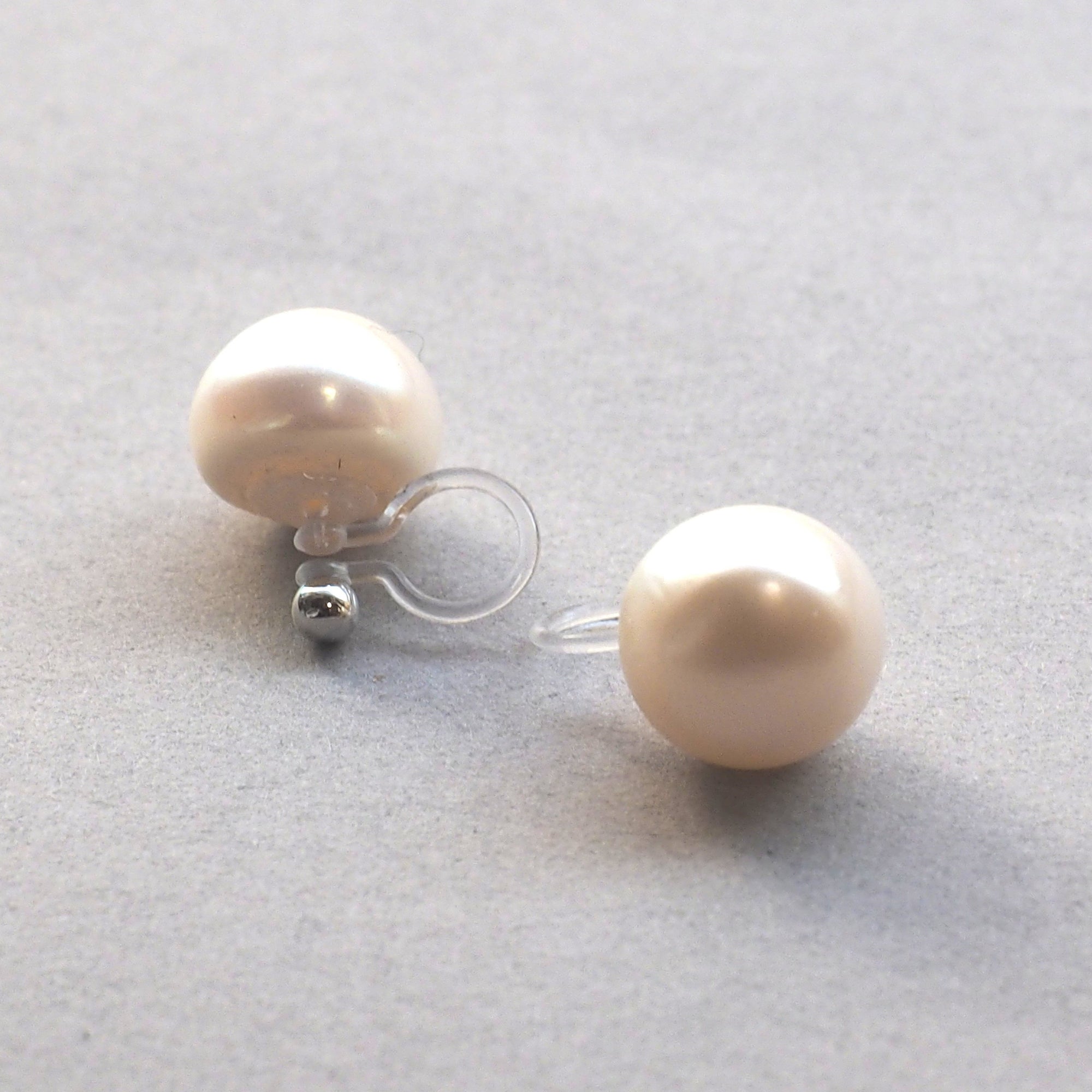12 mm Freshwater pearl invisible clip on stud earrings - miyabigracejewelry.com