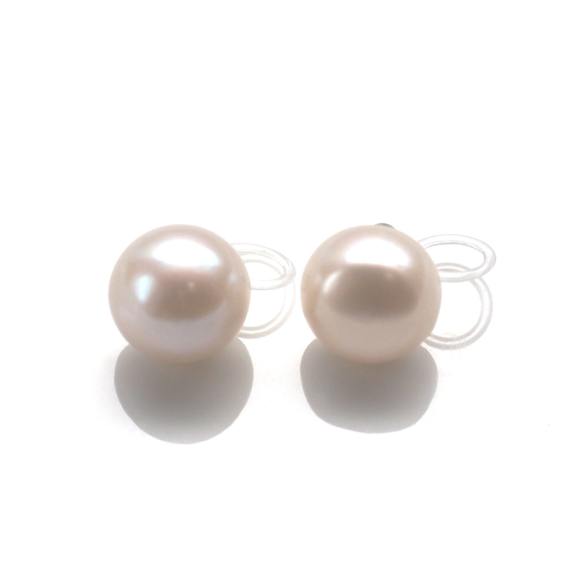 12 mm Freshwater pearl invisible clip on stud earrings - miyabigracejewelry.com