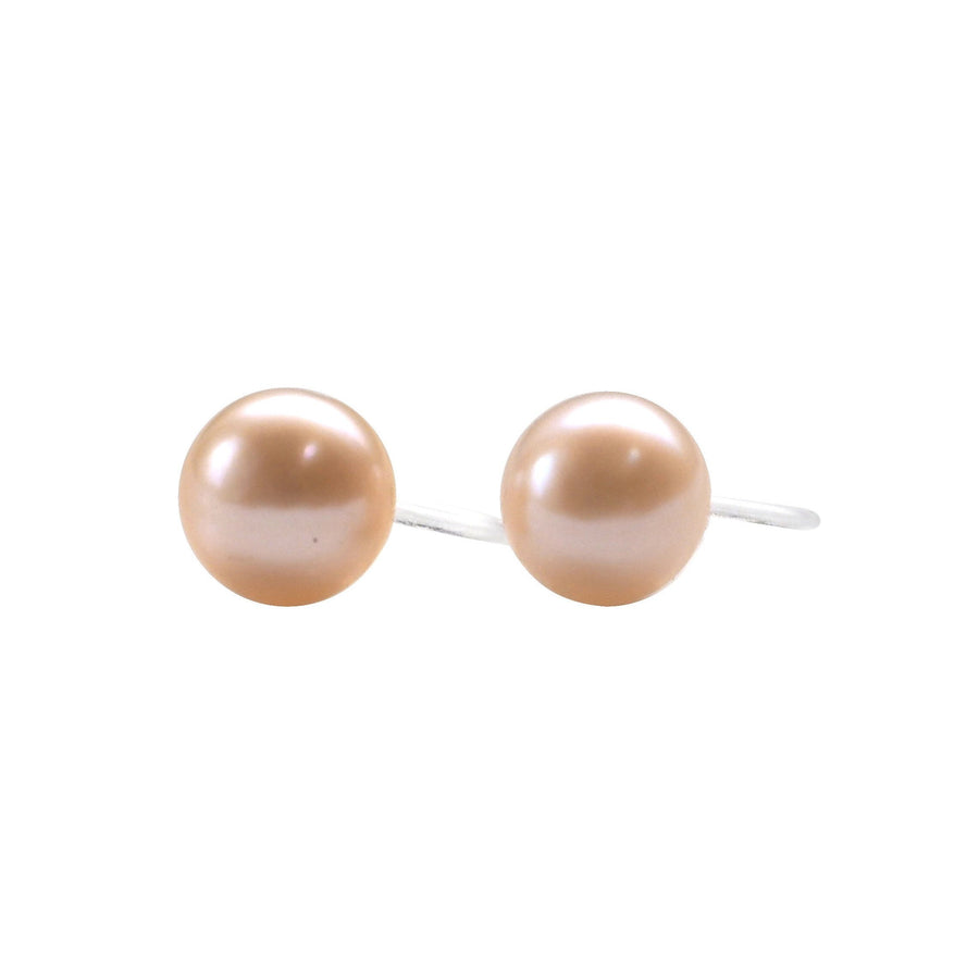 Light orange freshwater pearl invisible clip on stud earrings - miyabigracejewelry.com