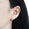 Light orange freshwater pearl invisible clip on stud earrings - miyabigracejewelry.com