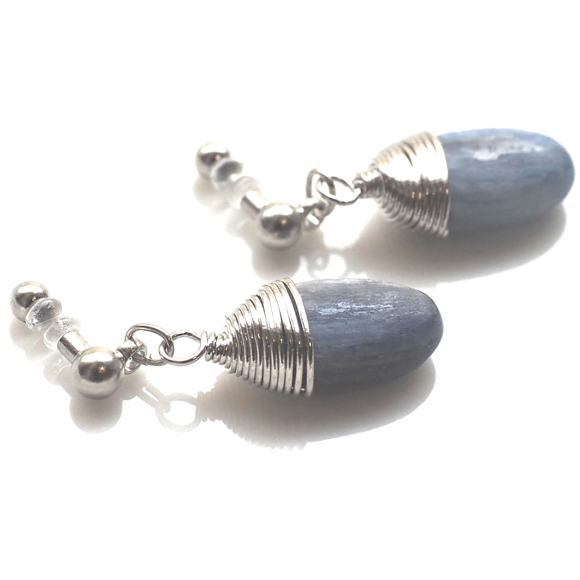 Denim blue kyanite invisible clip on earrings - miyabigracejewelry.com