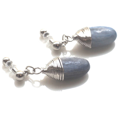 Denim blue kyanite invisible clip on earrings - miyabigracejewelry.com
