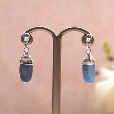 Denim blue kyanite invisible clip on earrings - miyabigracejewelry.com