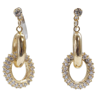Bridal cubic zirconia micro pave ring invisible clip on earrings ( gold tone ) - miyabigracejewelry.com