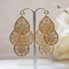 Dangle gold filigree invisible clip on earrings - miyabigracejewelry.com