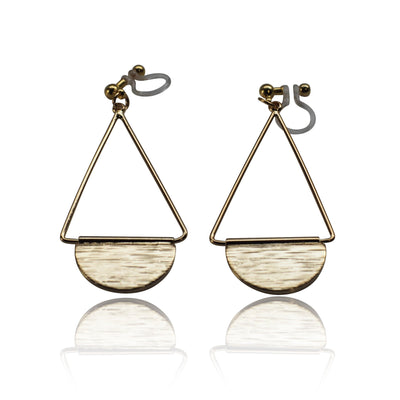 Gold half disc invisible clip on earrings - miyabigracejewelry.com