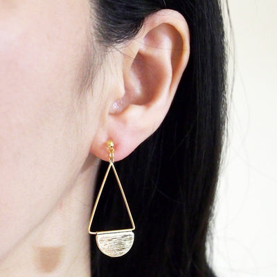 Gold half disc invisible clip on earrings - miyabigracejewelry.com