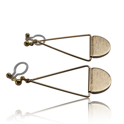 Gold half disc invisible clip on earrings - miyabigracejewelry.com