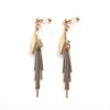 Gold diamond shape with fringe invisible clip on earrings - miyabigracejewelry.com