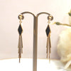 Gold diamond shape with fringe invisible clip on earrings - miyabigracejewelry.com