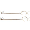 Dangle long gold hexagon invisible clip on earrings - miyabigracejewelry.com