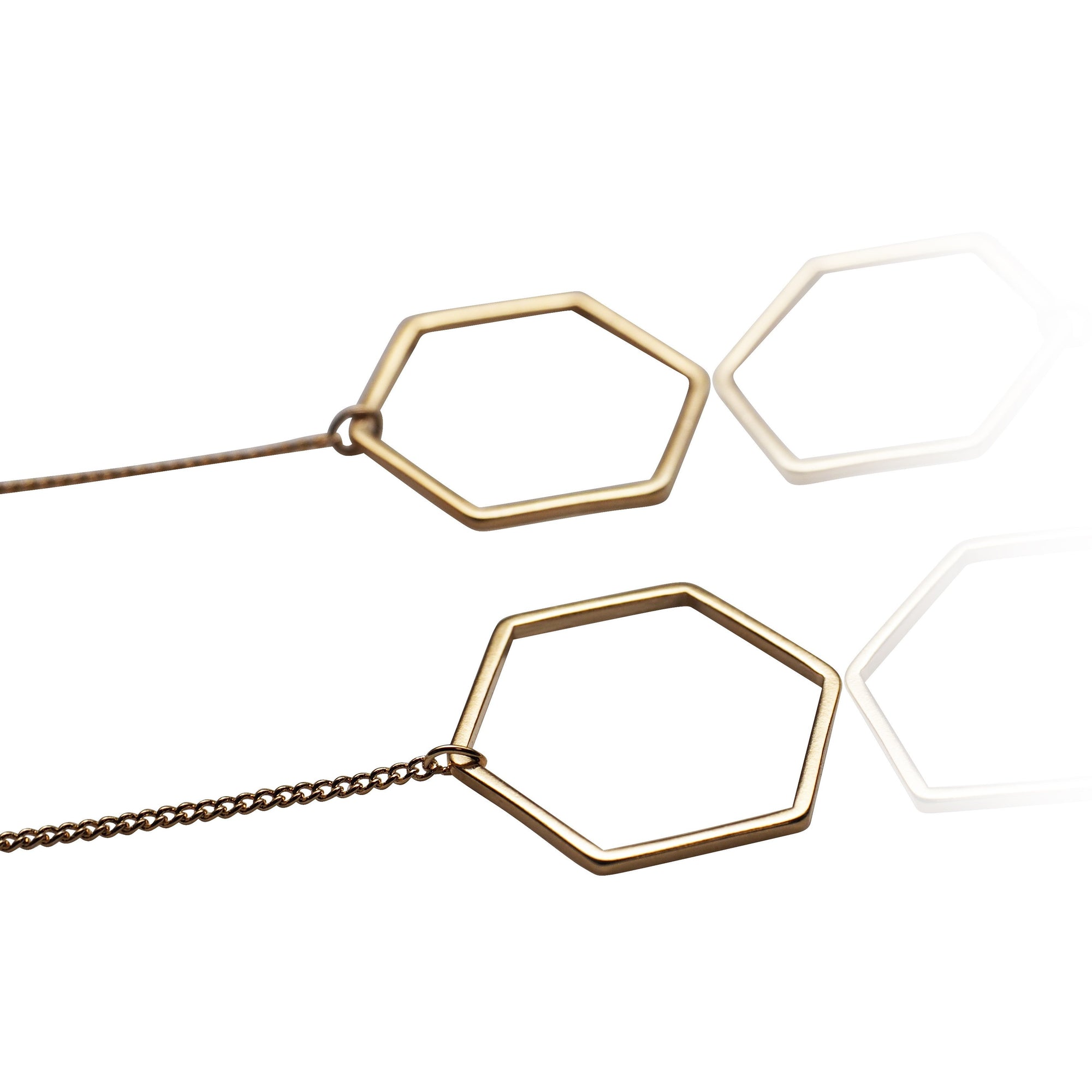 Dangle long gold hexagon invisible clip on earrings - miyabigracejewelry.com