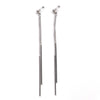 Long silver bar invisible clip on earrings - Miyabi Grace