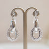 Bridal cubic zirconia micro pave ring invisible clip on earrings ( silver tone ) - miyabigracejewelry.com