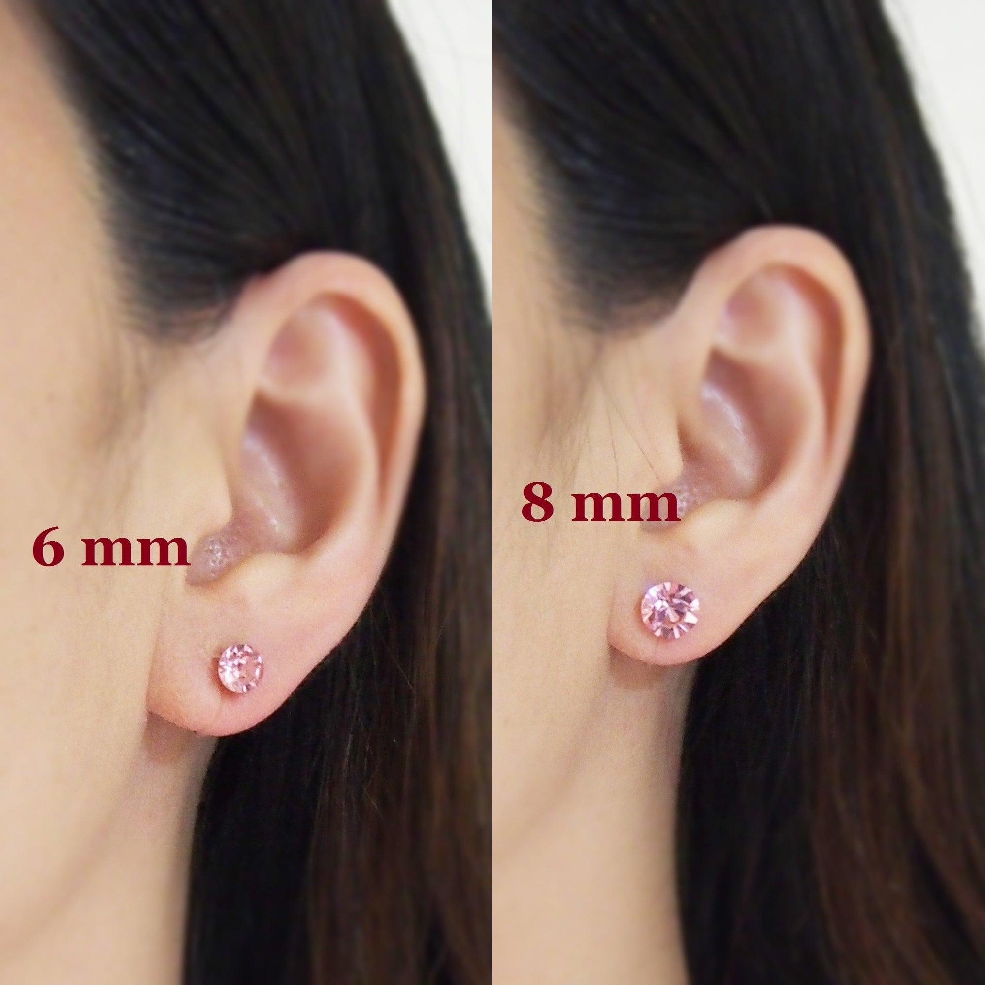 Light rose Swarovski crystal invisible clip on stud earrings - miyabigracejewelry.com