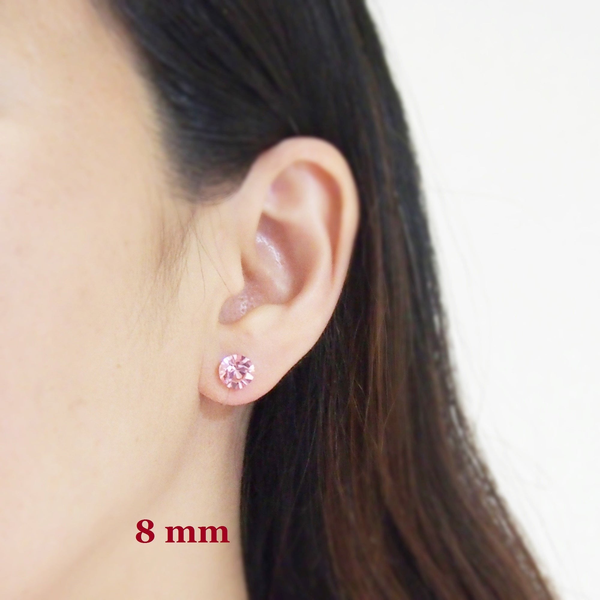Light rose Swarovski crystal invisible clip on stud earrings - miyabigracejewelry.com