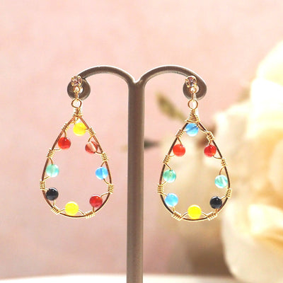 Multi color agate invisible clip on earrings - miyabigracejewelry.com
