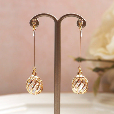 Dangle crystal in cage invisible clip on earrings - miyabigracejewelry.com