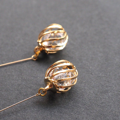 Dangle crystal in cage invisible clip on earrings - miyabigracejewelry.com
