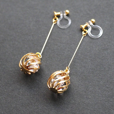 Dangle crystal in cage invisible clip on earrings - miyabigracejewelry.com