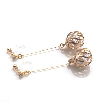 Dangle crystal in cage invisible clip on earrings - miyabigracejewelry.com