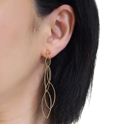 Dangle gold multi oval hoop invisible clip on earrings - miyabigracejewelry.com