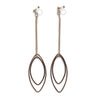 Dangle gold double oval hoop invisible clip on earrings - miyabigracejewelry.com