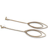 Dangle gold double oval hoop invisible clip on earrings - miyabigracejewelry.com