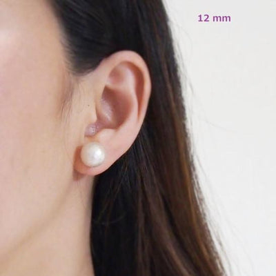 White cotton pearl invisible clip on stud earrings - miyabigracejewelry.com