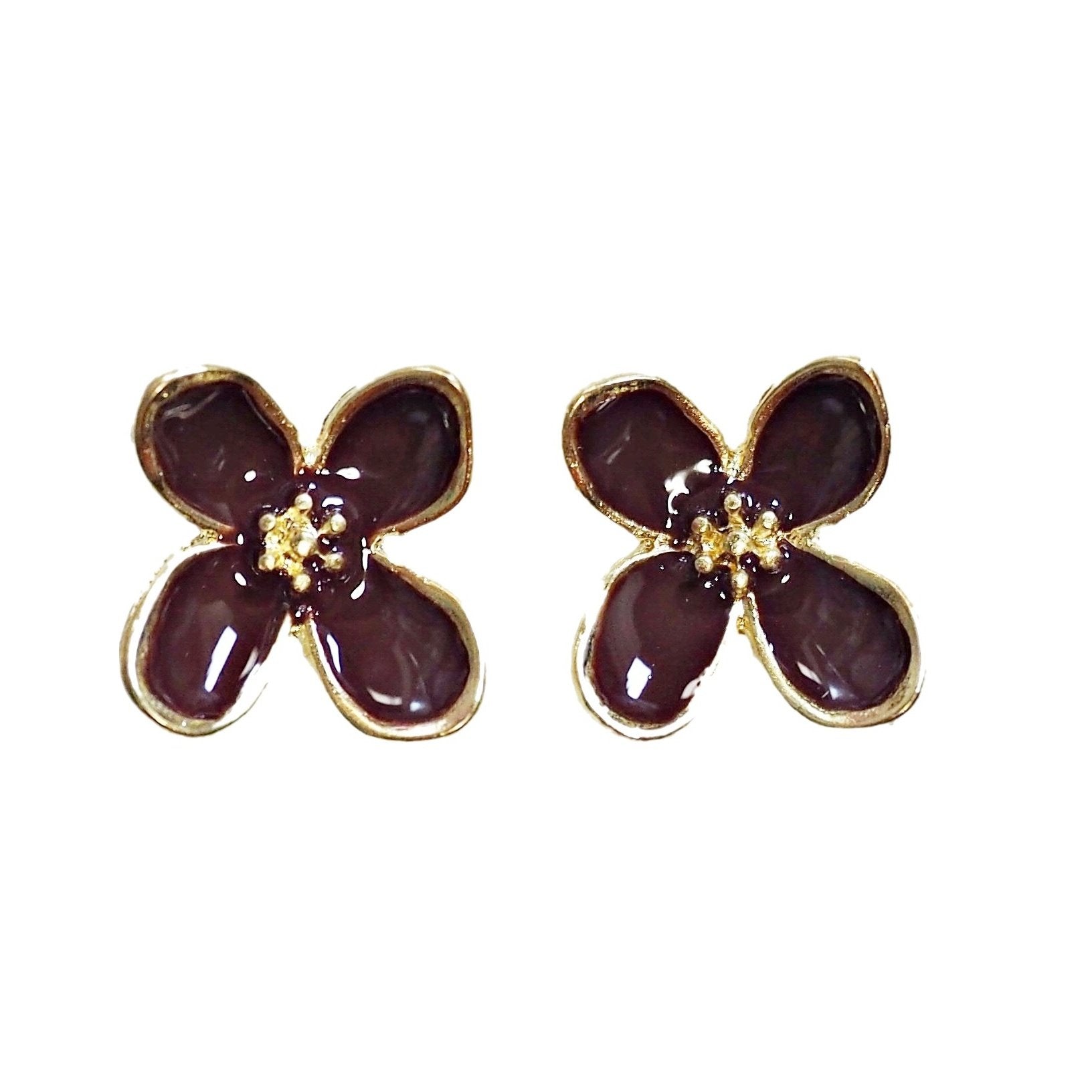 Pretty Purple Flower Invisible Clip On Earrings