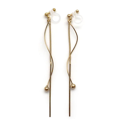 Gold threader invisible clip on earrings - miyabigracejewelry.com