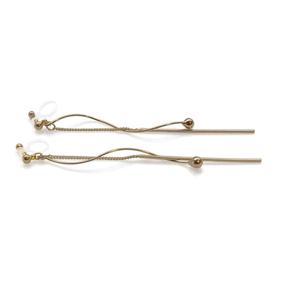 Gold threader invisible clip on earrings - miyabigracejewelry.com