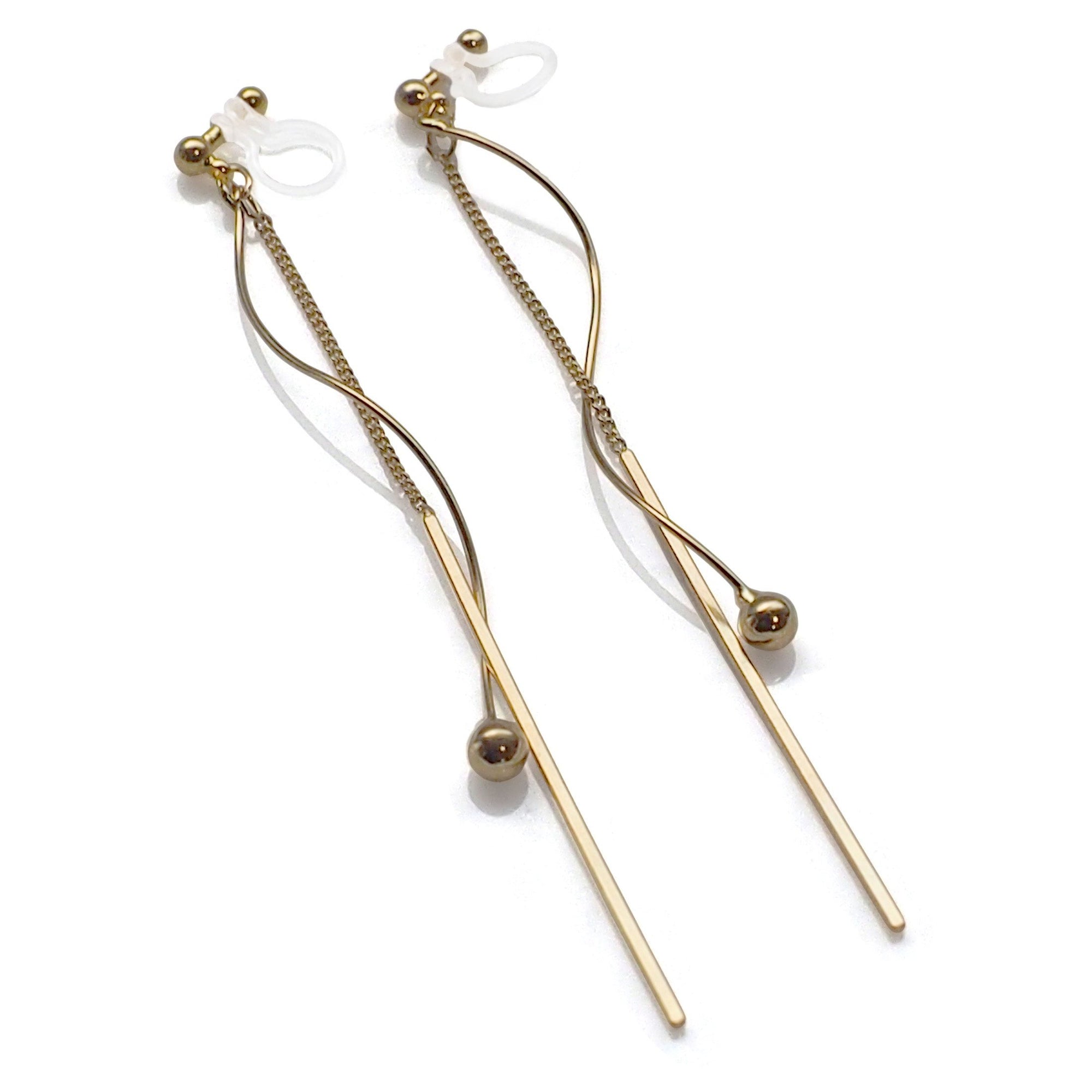 Gold threader invisible clip on earrings - miyabigracejewelry.com