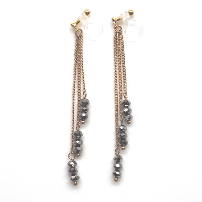 Metallic brown beads invisible clip on earrings - miyabigracejewelry.com