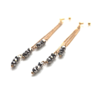 Metallic brown beads invisible clip on earrings - miyabigracejewelry.com