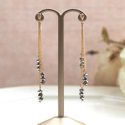 Metallic brown beads invisible clip on earrings - miyabigracejewelry.com
