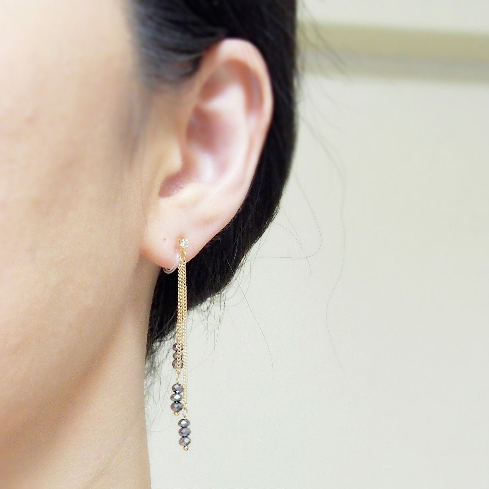 Metallic brown beads invisible clip on earrings - miyabigracejewelry.com