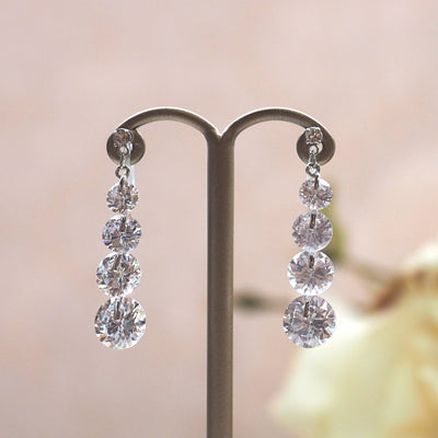 Gradated cubic zirconia invisible clip on earrings - miyabigracejewelry.com