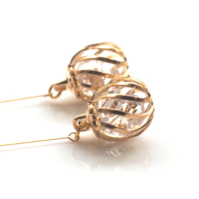Dangle crystal in cage invisible clip on earrings - miyabigracejewelry.com