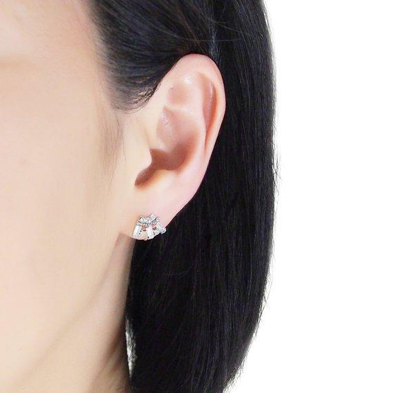 Fan Swarovski Crystal Rhinestone Invisible Clip On Earrings ( Clear ) - Miyabi Grace