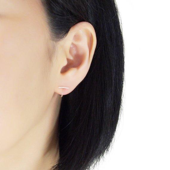Rose Gold Bar Invisible Clip On Stud Earrings - Miyabi Grace
