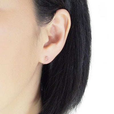 Hexagon Invisible Clip On Stud Earrings ( Rose gold tone ) - Miyabi Grace