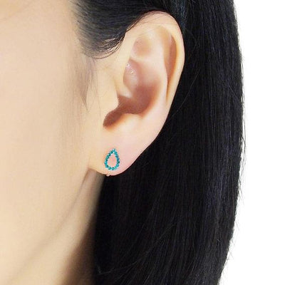 Teardrop Rhinestone Crystal Invisible Clip On Stud Earrings ( Sky Blue ) - Miyabi Grace