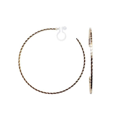 Gold Large Thin Invisible Clip On Hoop Earrings - Miyabi Grace