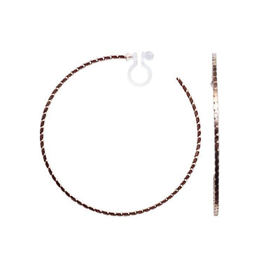 Rose Gold Large Thin Invisible Clip On Hoop Earrings - Miyabi Grace