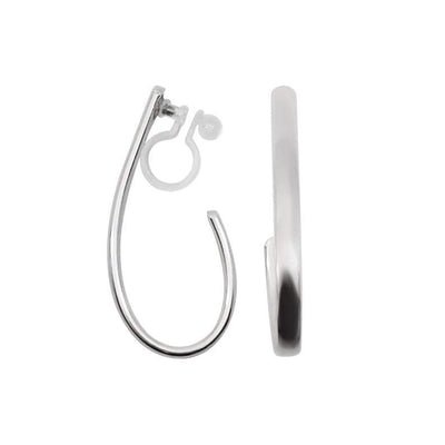 Silver Teardrop Invisible Clip On Hoop Earrings - Miyabi Grace