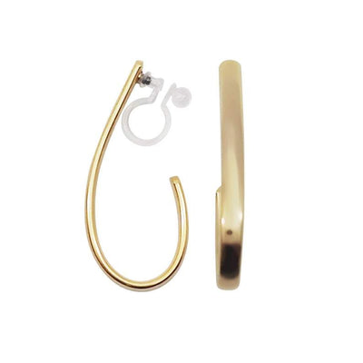 Gold Teardrop Invisible Clip On Hoop Earrings - Miyabi Grace