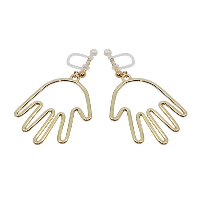 Gold Picasso Hand Invisible Clip On Earrings - Miyabi Grace