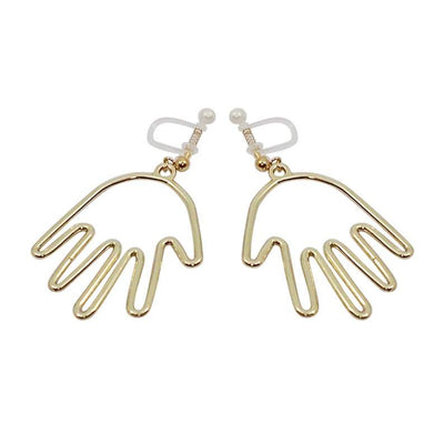 Gold Picasso Hand Invisible Clip On Earrings - Miyabi Grace